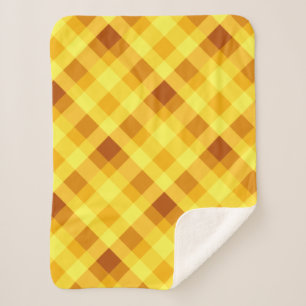 Cobertor Sherpa Xadrez Amarelo de Ovo Bonito Pequeno Sherpa Blanke