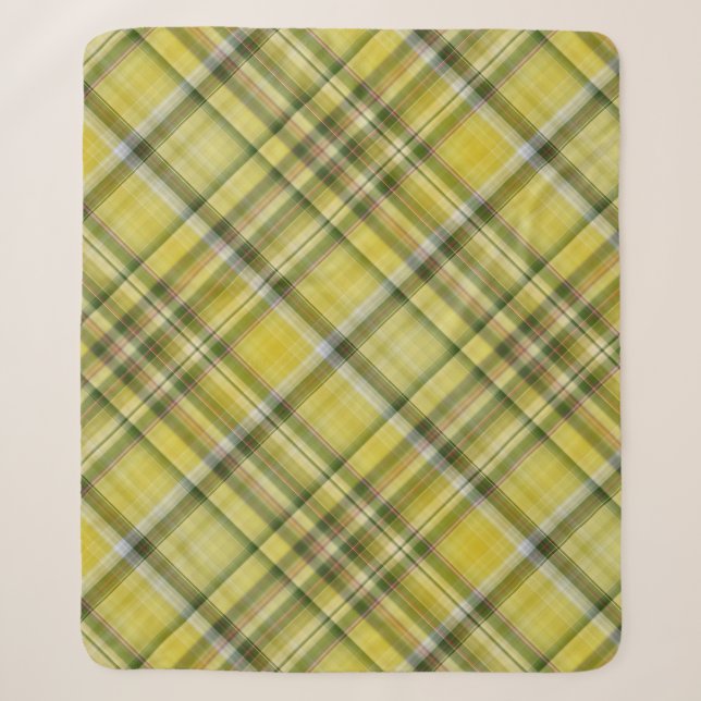 Cobertor Sherpa Xadrez Amarelo e Verde de Árvore d (Frente)