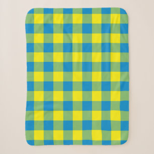 Cobertor Sherpa Xadrez Azul Amarelo Verde Padrão de Peito de Perdi