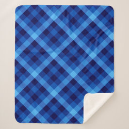 Cobertor Sherpa Xadrez Azul Cura,  Média Sherpa Blanket