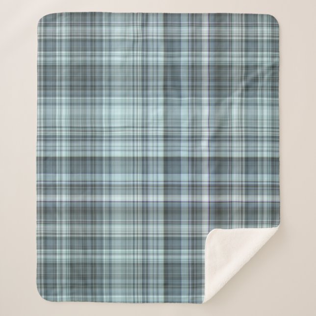 Cobertor Sherpa Xadrez azul do Céu Inverno (Frente)