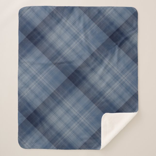 Cobertor Sherpa Xadrez Azul do Céu Profundo (Frente)