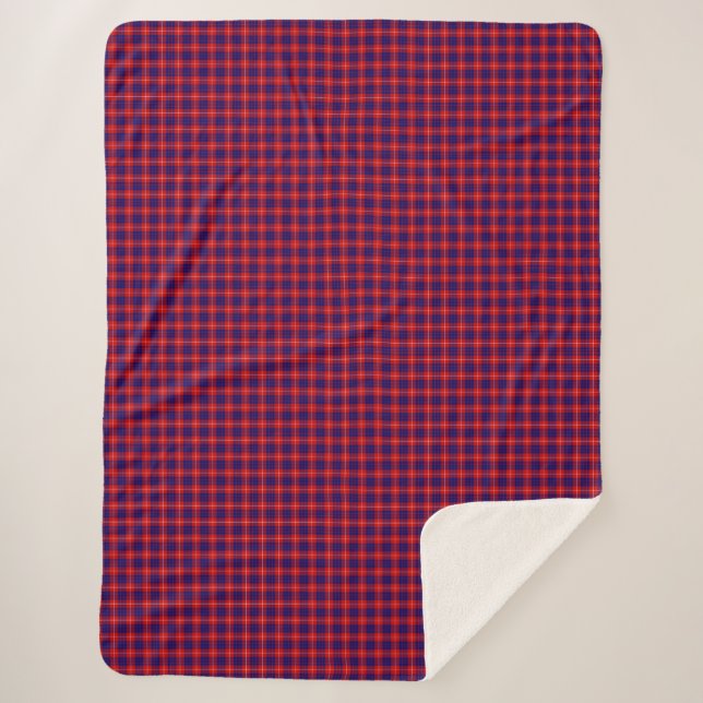 Cobertor Sherpa Xadrez azul-roxa-tartan (Frente)