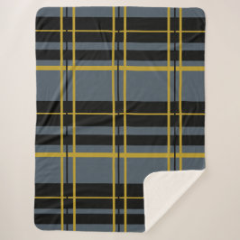 Cobertor Sherpa Xadrez clássica Cinza negra Dourada Sherpa Blanket