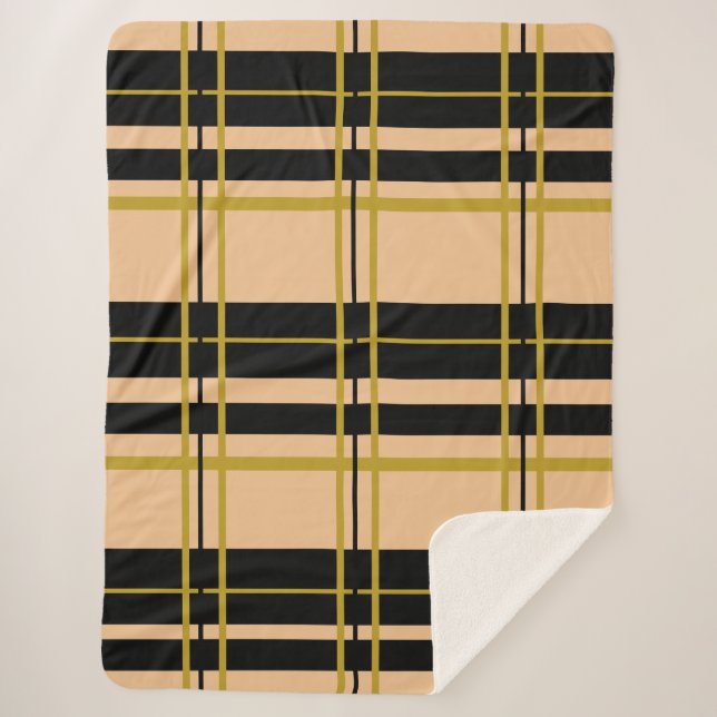 Cobertor Sherpa Xadrez Clássica Rosa Negro Dourado Sherpa Blanket (Frente)