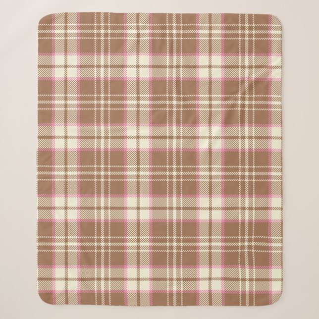 Cobertor Sherpa Xadrez cor-de-rosa Sherpa Blanket (Frente)