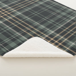 Cobertor Sherpa Xadrez Creme Verde Escuro