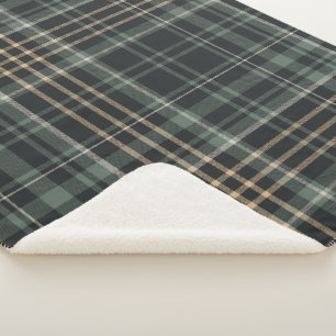 Cobertor Sherpa Xadrez Creme Verde Escuro