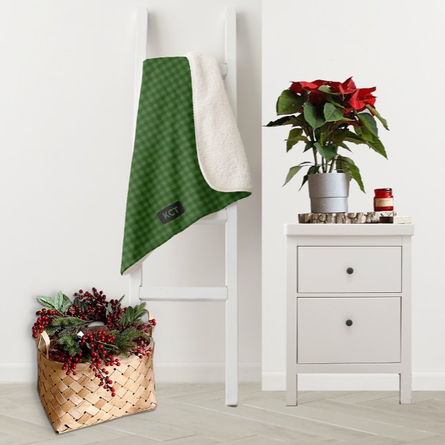 Cobertor Sherpa Xadrez de aparência verde da floresta - Adicionar  (Criador carregado)