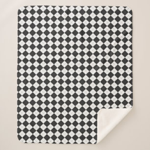 Cobertor Sherpa Xadrez de Argyle. Escocês em branco e preto