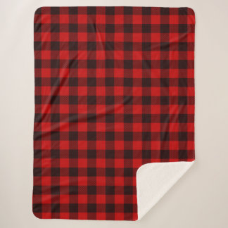 Cobertor Sherpa Xadrez de Buffalo Vermelho Sherpa Blanket
