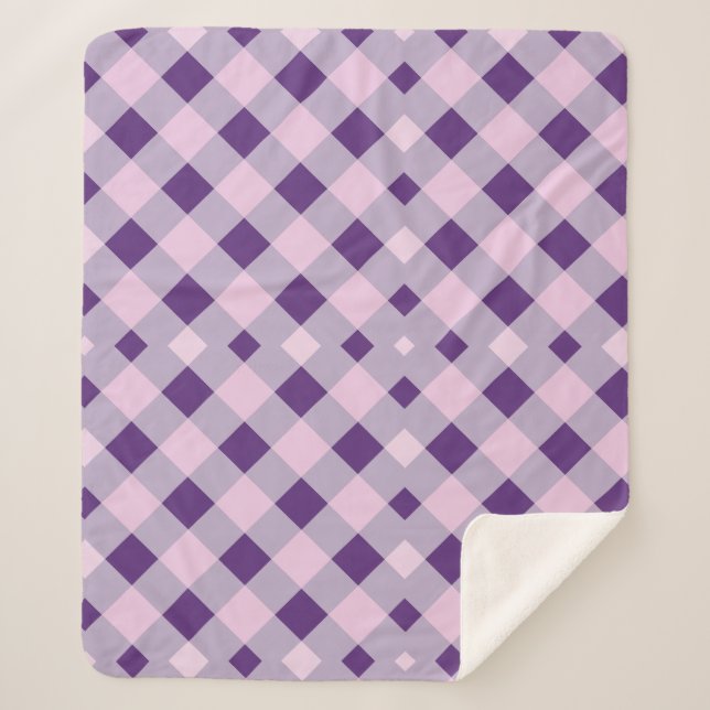Cobertor Sherpa Xadrez de gingham roxo Sherpa Blanket (Frente)