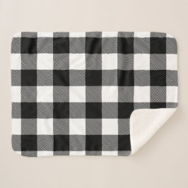 Cobertor Sherpa xadrez de lenhador preto e branco