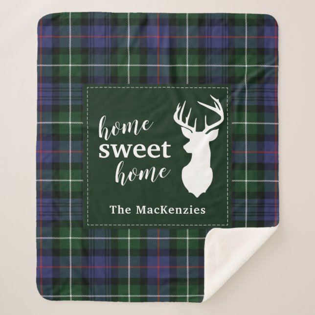 Cobertor Sherpa Xadrez de Natal Tartan Clan MacKenzie Personalizad (Frente)