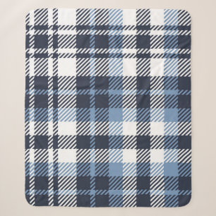 Cobertor Sherpa Xadrez de tartan azul e branca