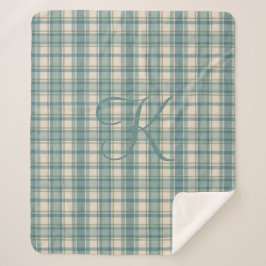 Cobertor Sherpa Xadrez de Tartan Buffalo verde bege azul