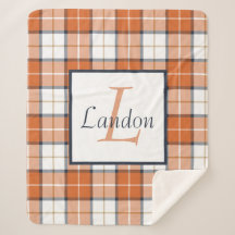 Xadrez de Tartan laranja, azul e branco