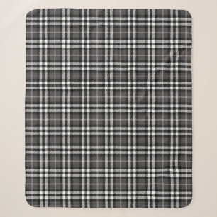 Cobertor Sherpa Xadrez de Tartan preto e branco Sherpa Blanket