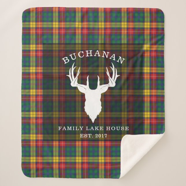 Cobertor Sherpa Xadrez do Lago House Tartan Clan Buchanan (Frente)