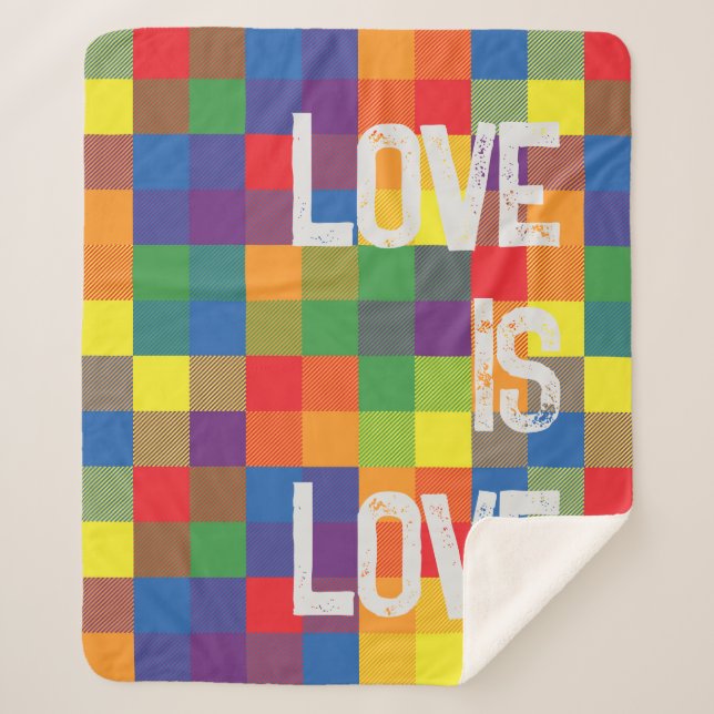 Cobertor Sherpa Xadrez do Orgulho do Arco-Íris Buffalo Personaliza (Frente)