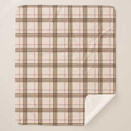 Cobertor Sherpa Xadrez escocesa tartan beige castanho-escuro