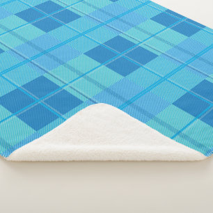 Cobertor Sherpa Xadrez Estético Azul Céu Clássico Real Sherpa