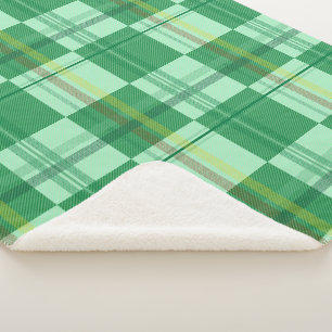 Cobertor Sherpa Xadrez Estético Vibrante em Verde-Menta e Amarelo