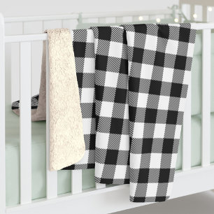 Cobertor Sherpa Xadrez Gingham Black White Birday