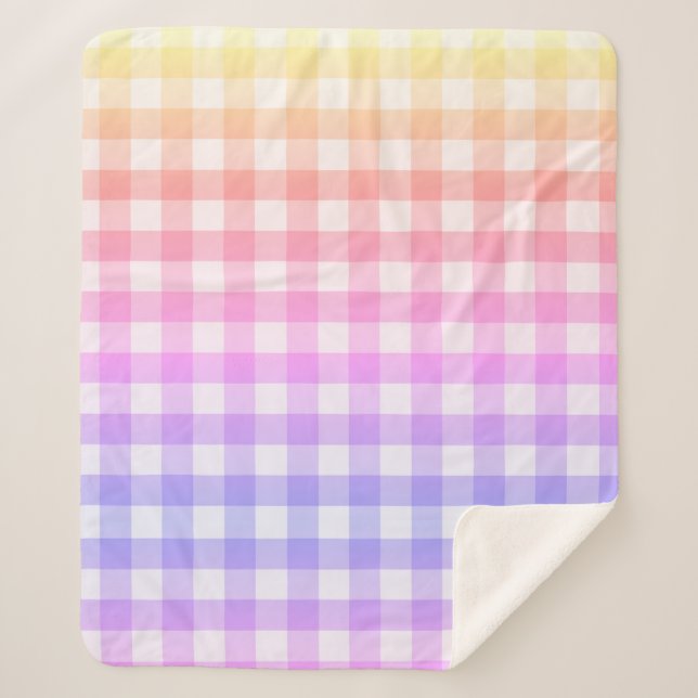 Cobertor Sherpa Xadrez Gingham País Rosa Púrpura Moderno Simples (Frente)