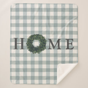 Cobertor Sherpa Xadrez HOME Typografia Farmhouse Na moda Trendy