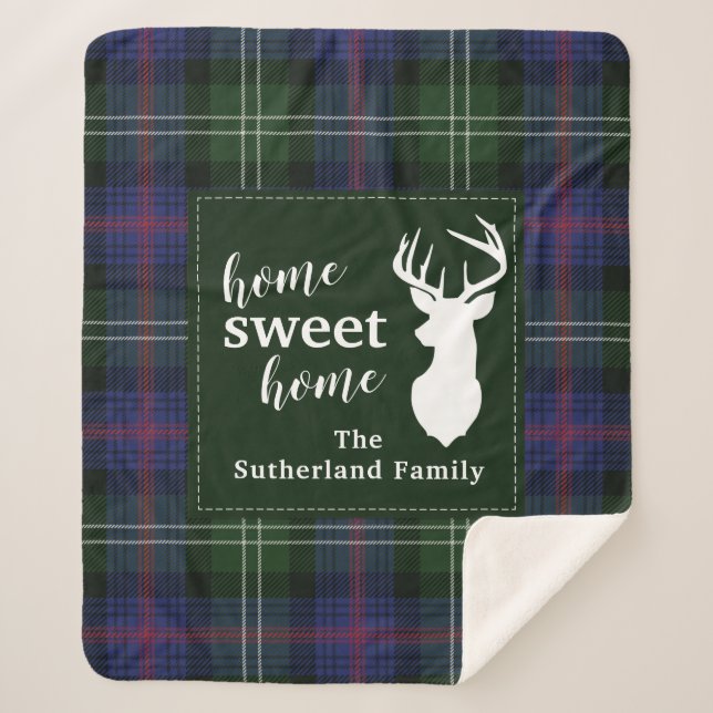 Cobertor Sherpa Xadrez Personalizada Sweet Home Sutherland Tartan (Frente)