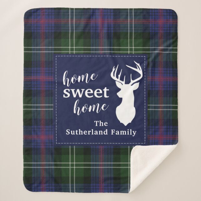Cobertor Sherpa Xadrez personalizada Tartan Clan Sutherland (Frente)