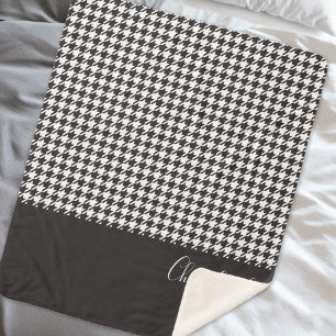 Cobertor Sherpa Xadrez Preto e Branco Moderno Clássico