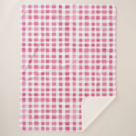 Cobertor Sherpa Xadrez Rosa Cinza Strips Natal