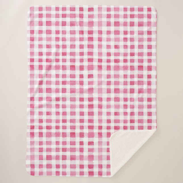 Cobertor Sherpa Xadrez Rosa Cinza Strips Natal (Frente)