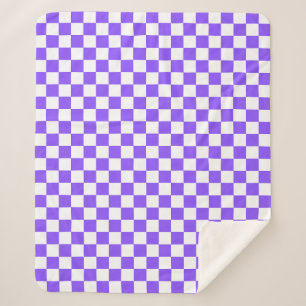 Cobertor Sherpa Xadrez roxo visual clássico