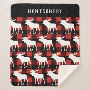 Cobertor Sherpa Xadrez Rustic White Moose & Buffalo Check