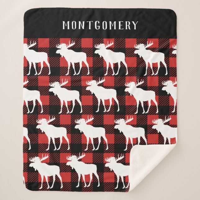 Cobertor Sherpa Xadrez Rustic White Moose & Buffalo Check (Frente)