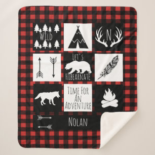 Cobertor Sherpa Xadrez rústica da verificação do búfalo da região