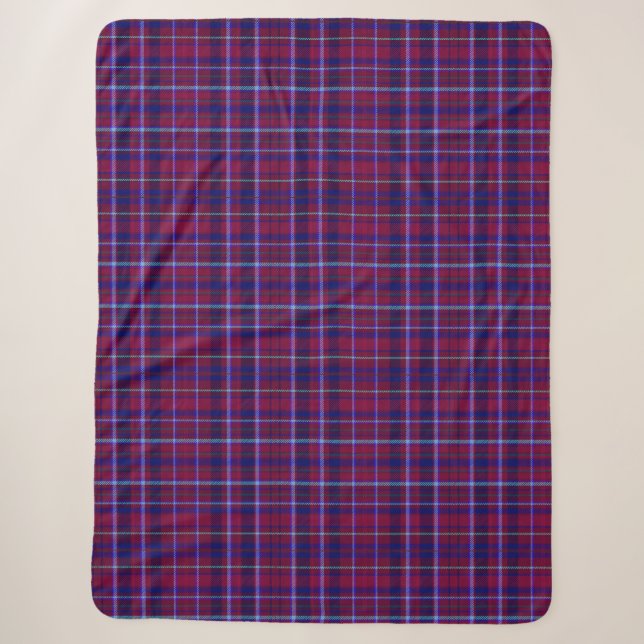 Cobertor Sherpa Xadrez Tarten Maroon e Blue (Frente)