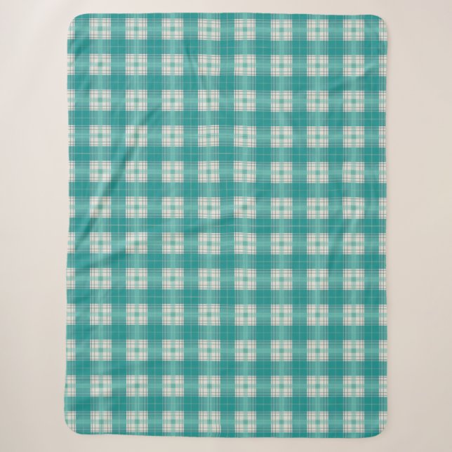 Cobertor Sherpa xadrez teal (Frente)