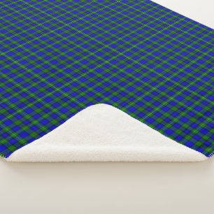 Cobertor Sherpa Xadrez verde azul MacKenzie tartan