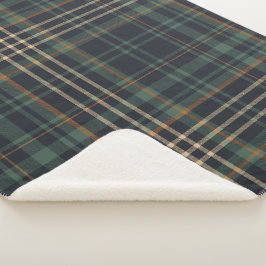 Cobertor Sherpa Xadrez Verde Escuro Elegante Moderno