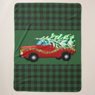 Cobertor Sherpa Xadrez verde Natal Sherpa Blanket
