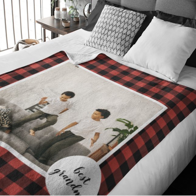 Cobertor Sherpa Xadrez Vermelha Buffalo Melhor Presente Da Avó Com (Criador carregado)
