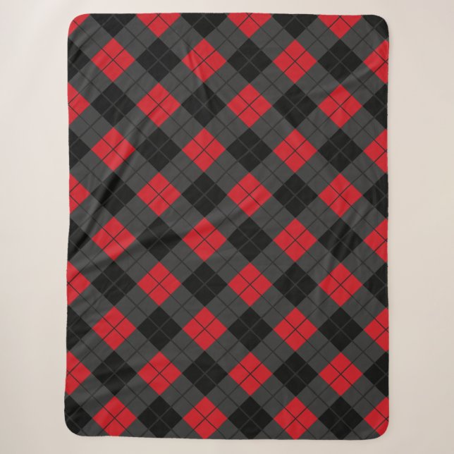 Cobertor Sherpa Xadrez Vermelha Negra Sherpa Blanket (Frente)
