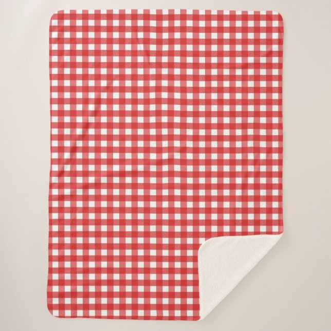 Cobertor Sherpa Xadrez vermelho e branco (Frente)