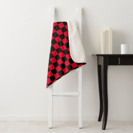 Cobertor Sherpa Xadrez Vermelho e Preto