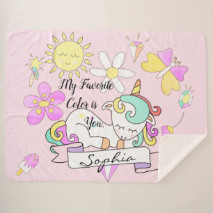 Cobertor Sherpa Xerpa Sleepy Unicorn Wreath Name Blanket