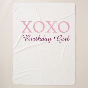 Cobertor Sherpa Xoxo aniversário menina nome rosa mauve simples am